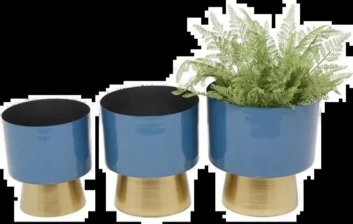 10″ Metal Marine Blue Planters