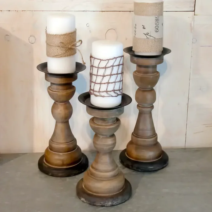 11″ Wood Candle Holder