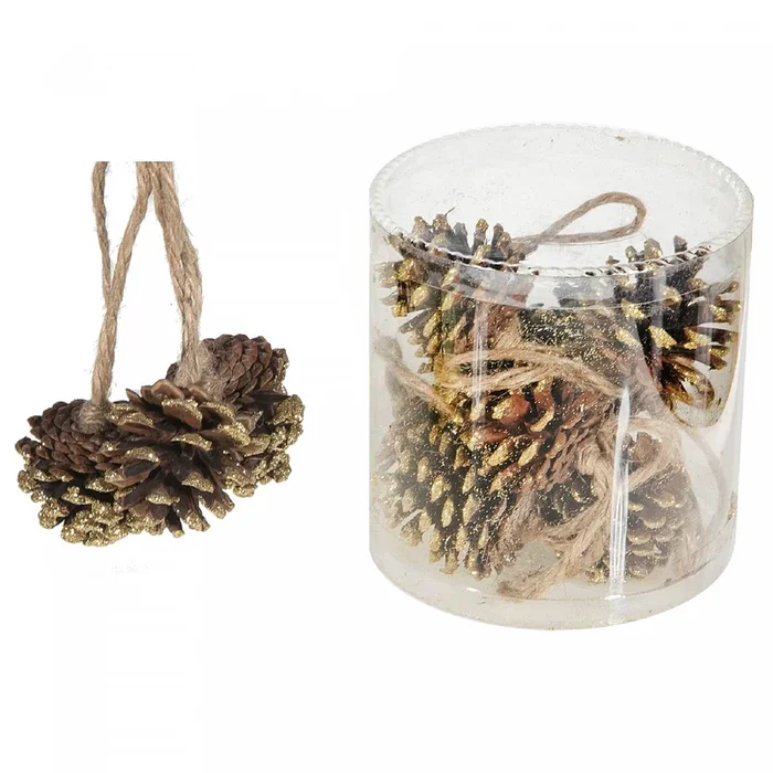 12 Pack Pinecones in Pvc Tube Gold – Set of 2 Christmas Ornaments|Paquet de 12 pommes de pin dorées dans un tube en PVC – ensemble de 2 paquets d’ornements de Noël