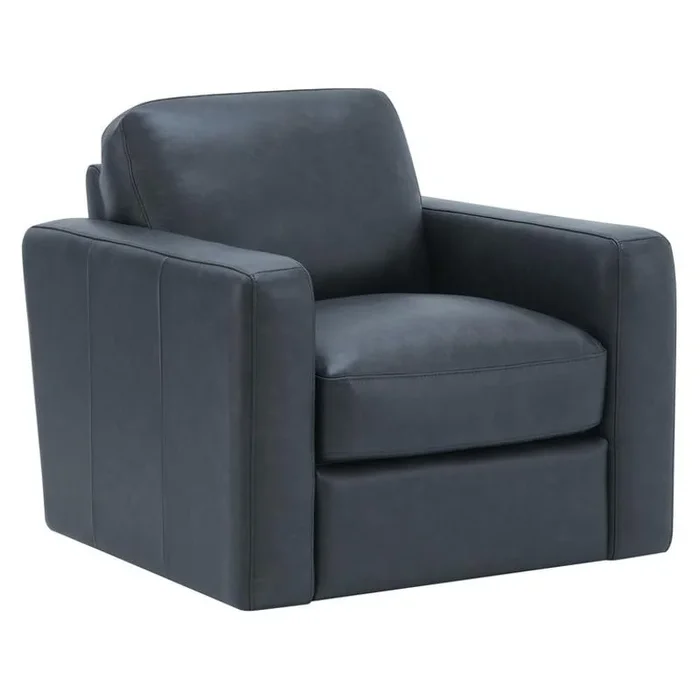 1669-9029s-016700 Leather Italia Georgetowne 9029s Brent Sectional Swivel Chair 6700 Charcoal