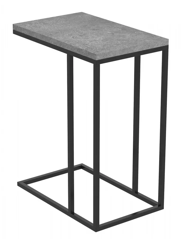 19” C-Shaped End Table With Metal Frame – Dark Cement | Table de bout en forme de C de 19 po avec armature en métal – ciment foncé