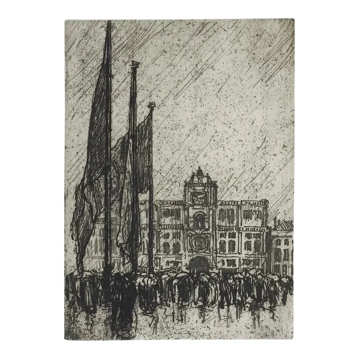 1915 Nelson Dawson Feast of St. Mark Venice Etching