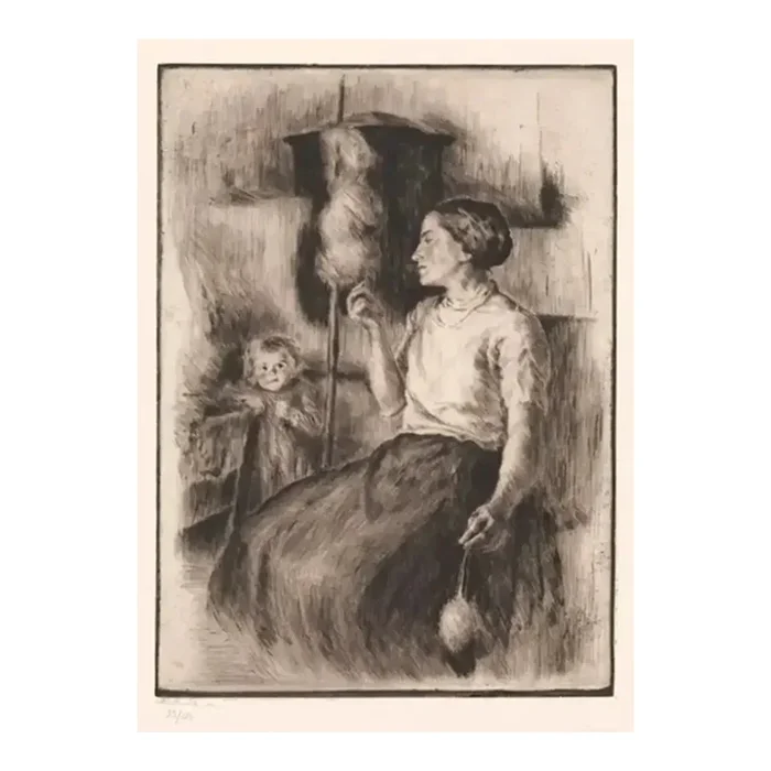 1920s Oszkár Glatz Thread Spinner Etching