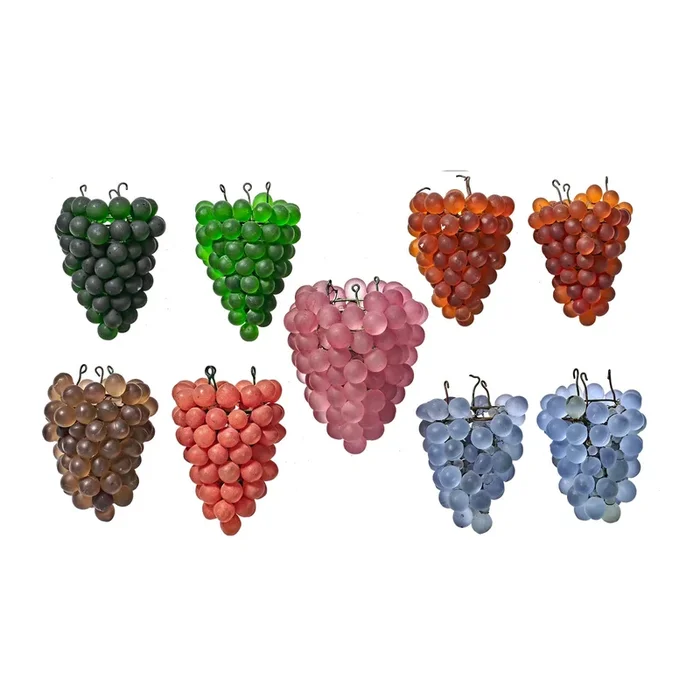 1930s Attributed to Murano Art Nouveau Multicolor Grape Cluster Lamp Shades – Set of 9