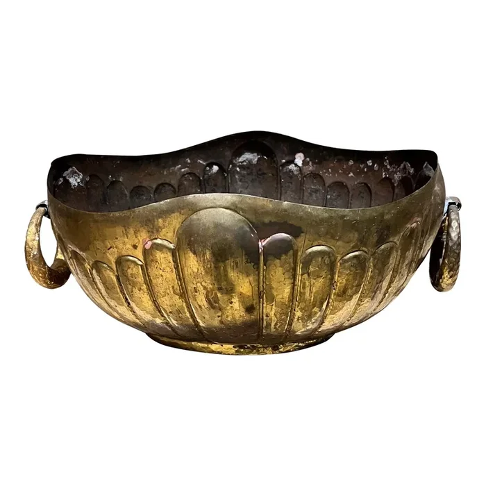 1950s Egidio Casagrande Hammered Brass Centerpiece Bowl Italy