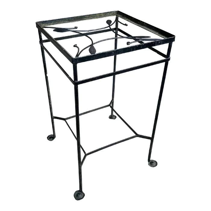 1950s Salterini Outdoor Patio Iron Tall Side Table, Attributed