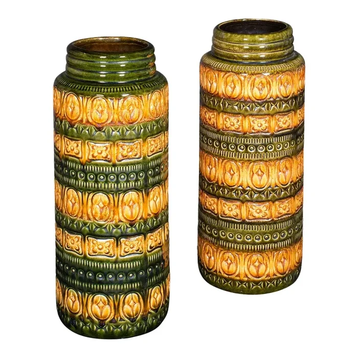 1970’s Near Pair of Vintage Lava Vases