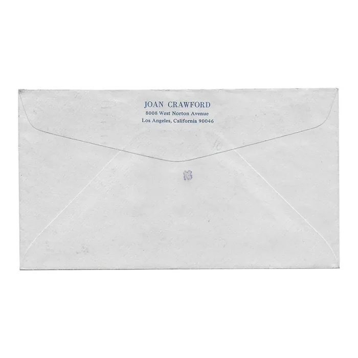 1974 Actress Joan Crawford Personal Envelope for Framing