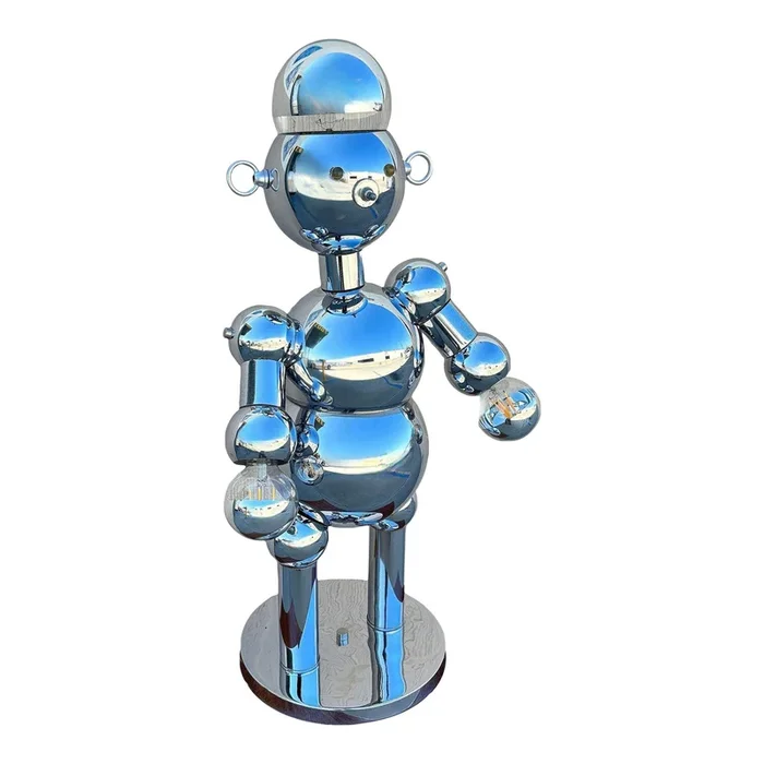 1975 Post-Modern Chrome Bubble Ball Robot Lamp by Torino Lamps