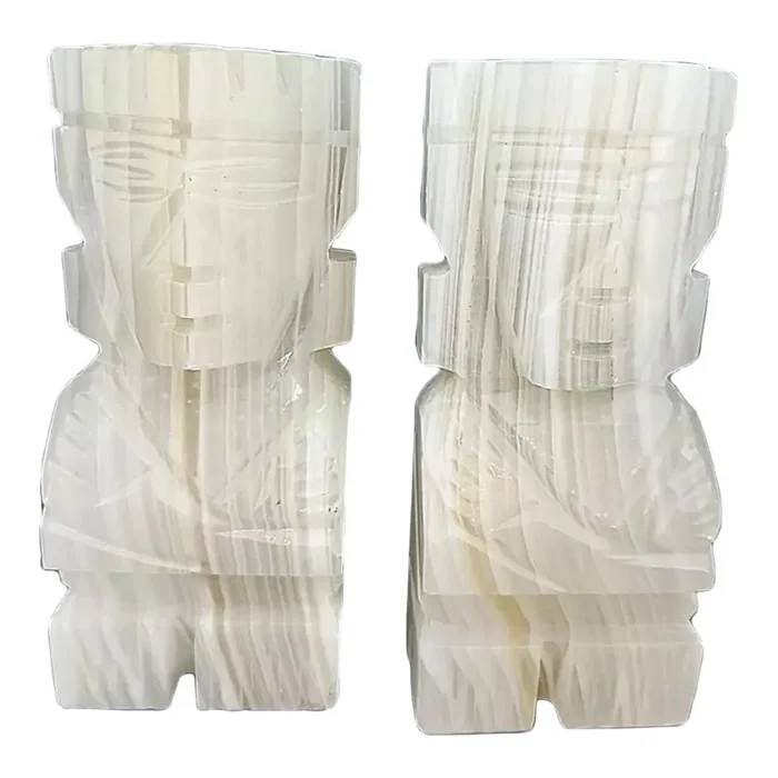 1980s Vintage Onyx Aztec Bookends- a Pair