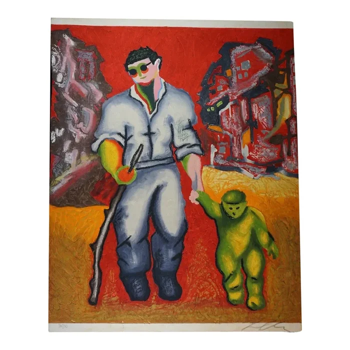 1990s Sandro Chia Untitled #7 Carborundum Etching Handmade Paper Hand Signed and Numbered Art