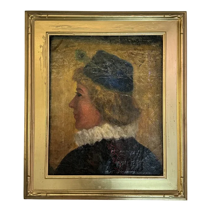 19th Century French Impressionist Portrait Painting of a Woman