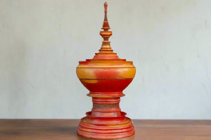 19th Century Merigold Lacquered Burmese Vessel