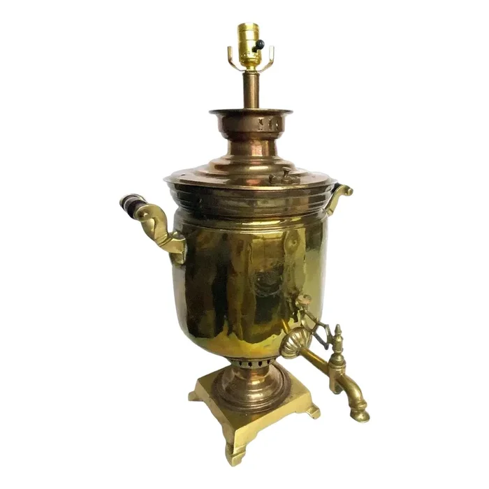 19th Century Russian Brass Samovar Urn One-Light Table Lamp