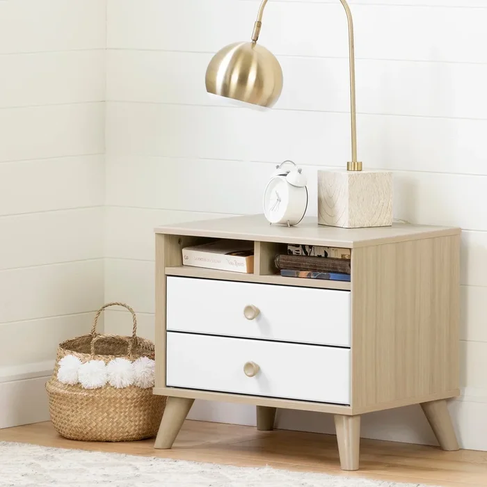 2-Drawer Nightstand with Open Storage – Yodi