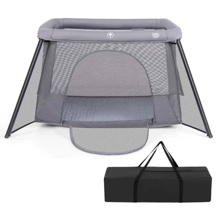 2-in-1 Portable Baby Playpen with Safety Enclosure and Padded Mattress