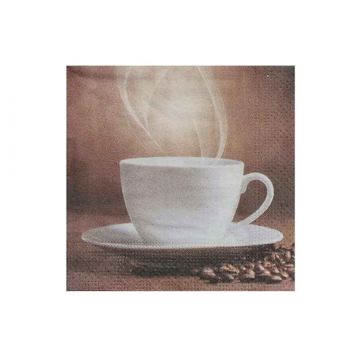 20 Pack 3 Ply Cocktail Napkin Steaming Coffee – Set of 6|Paquet de 20 serviettes cocktail à 3 épaisseurs ornées d’un café fumant – ensemble de 6 paquets