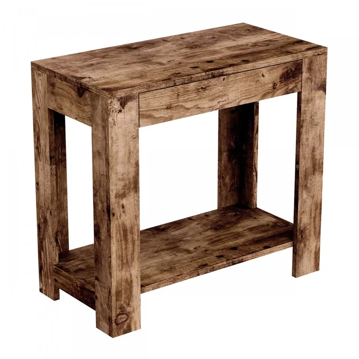 24” Classic Narrow Accent Table With Hidden Storage and Lower Shelf – Brown Reclaimed Wood | Table d’appoint étroite classique de 24 po avec rangement dissimulé et tablette inférieure – bois recyclé brun