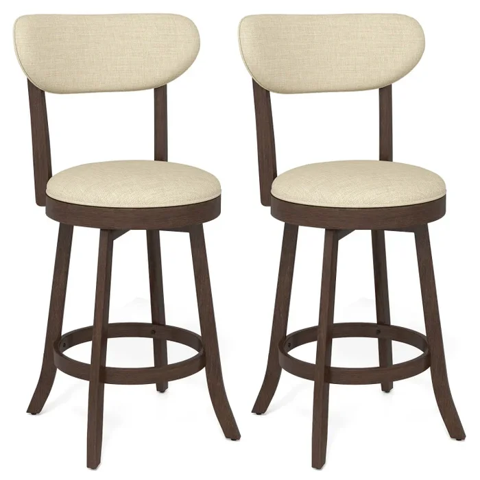 25.5 Inch Counter Height Chairs Set of 2 with Padded Seat and Backrest