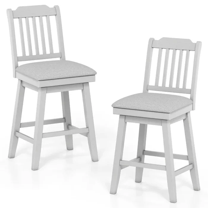 25 inch Modern Bar Stools Set of 2 with Upholstered Swivel Seat