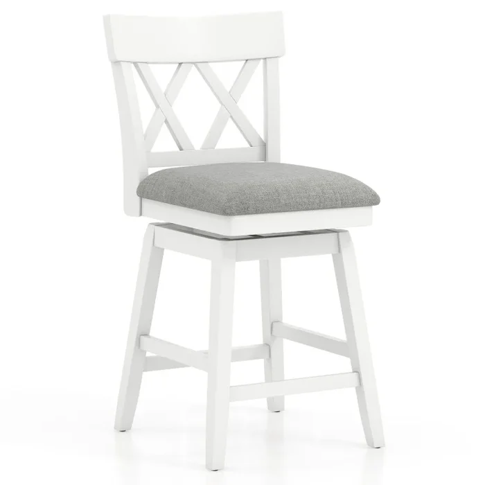 26 Inch Bar Stool with Contoured Backrest and Swivel Padded Seat