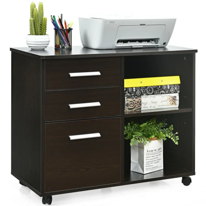 3-Drawer Mobile Lateral File Cabinet Printer Stand