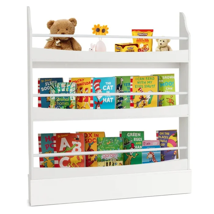 3-Tier Bookshelf Organizer with 2 Anti-Tipping Kits for Books and Magazines