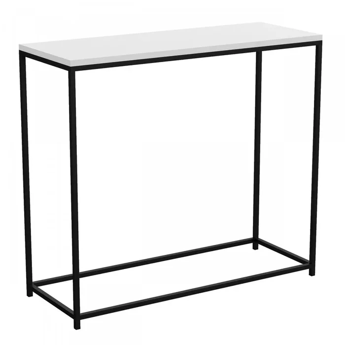 31” Modern Console Table – White With Black Metal | Console moderne de 31 po – blanche avec métal noir