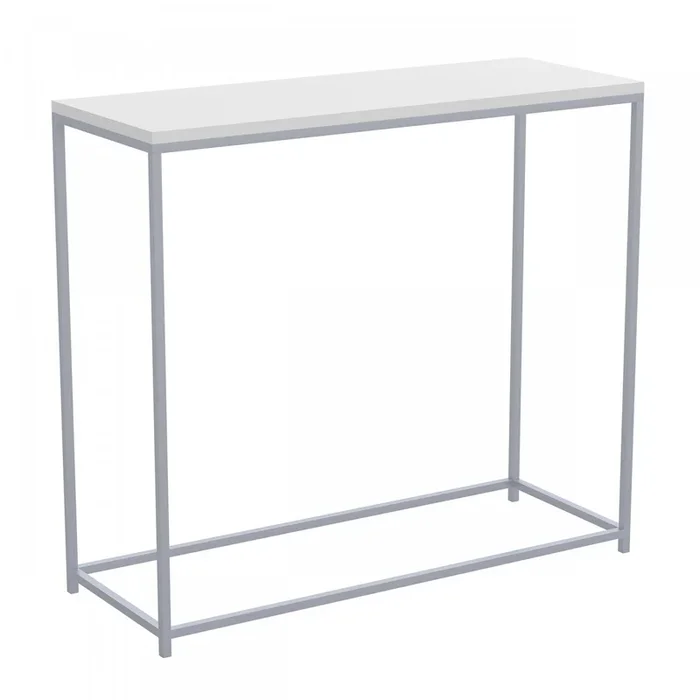 31” Modern Console Table – White With Silver Metal | Console moderne de 31 po – blanche avec métal argenté