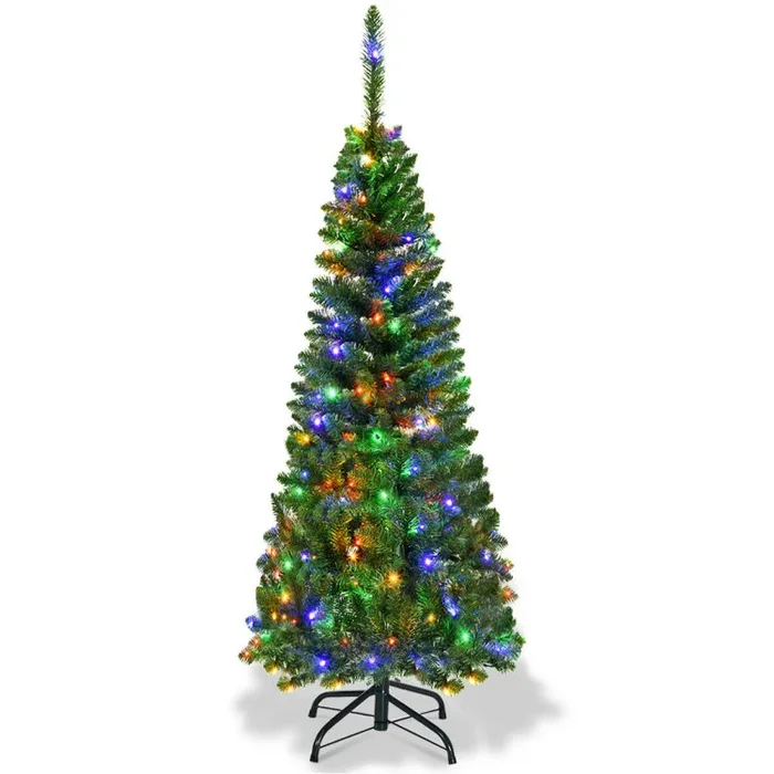 4.5/6.5/7.5 Feet Prelit Pencil Christmas Tree with 250 LED Lights