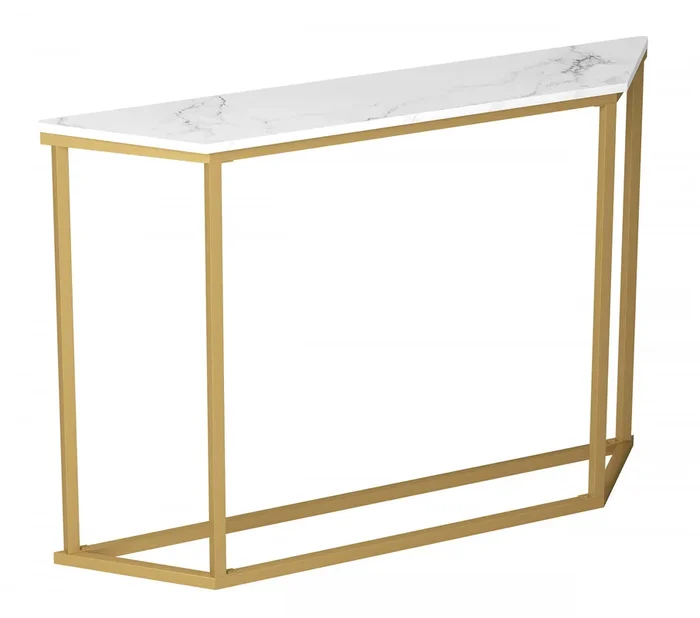 44” Modern Console Table – Marble With Gold Finish | Console moderne de 44 po – marbre avec fini doré