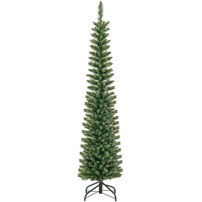 5/6/7/8/9 Feet Pre-lit Pencil Artificial Christmas Tree with 150/180/200//300/400 Warm White LED Lights