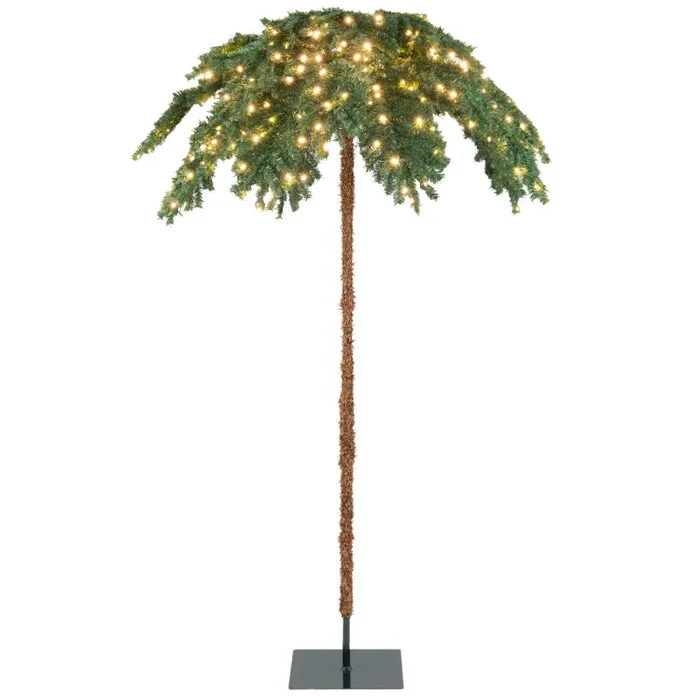6 Feet Pre-Lit Xmas Palm Artificial Tree with 250 Warm-White LED Lights