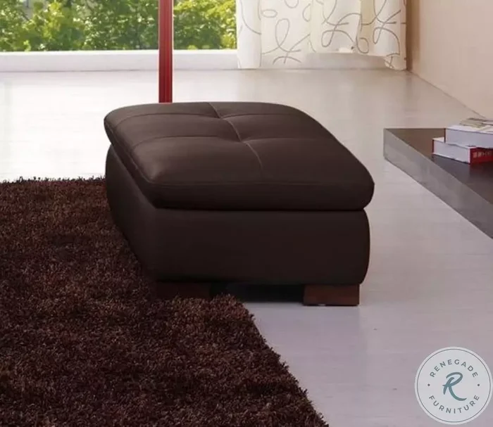 625 Brown Italian Leather Ottoman