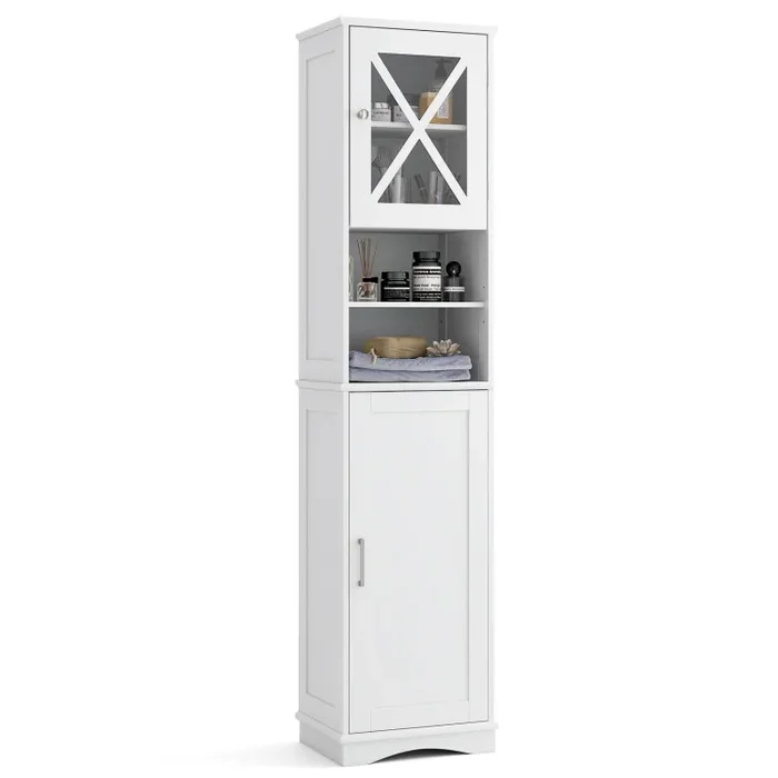 67 Inch Tall Bathroom Cabinet Freestanding Storage Cabinet with 5 Adjustable Shelves