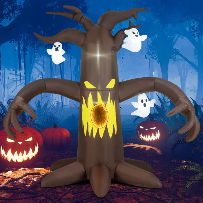 7.8 Feet Halloween Inflatables Scary Dead Tree Halloween Decoration with Ghost
