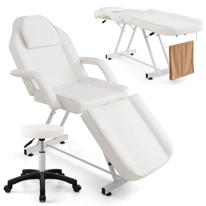 73 Inch Facial Chair Set with Removable Headrest Detachable Armrests and Towel Rack