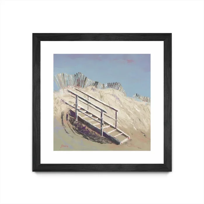 “Beach Access” Matted and Framed Black 36×36 Wall Art|Œuvre d’art murale encadrée noire et mate « Beach Access » 36 x 36