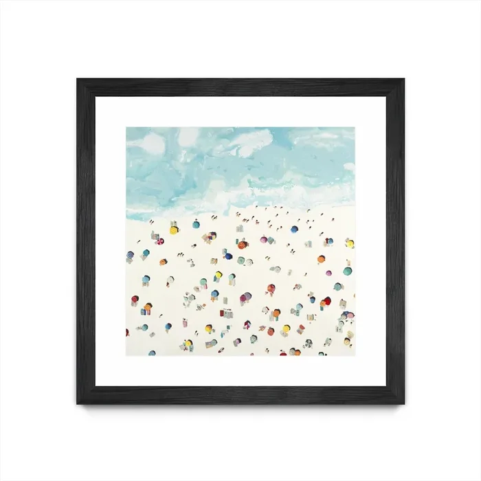 “Beach Days” Matted and Framed Black 36×36 Wall Art|Œuvre d’art murale encadrée noire et mate « Beach Days » 36 x 36