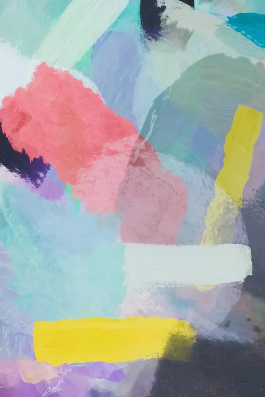“Brush Painting Texture Abstract In Blue Pink Yellow Green” Giant Art 84×54 Wall Art|Œuvre d’art murale Giant Art « Brush Painting Texture Abstract In Blue Pink Yellow Green » 84 x 54