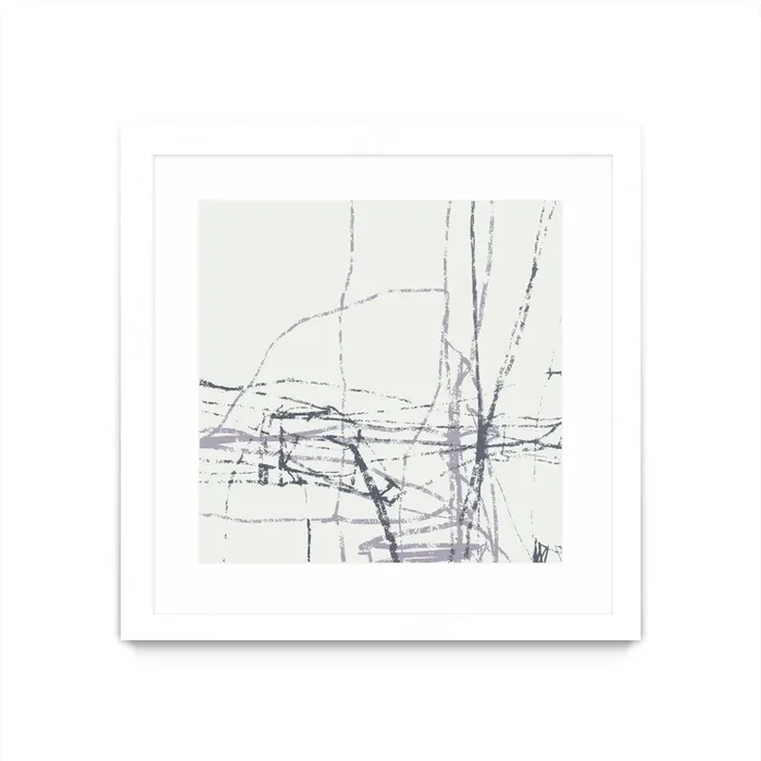 “Chalk Doodles H” Matted and Framed White 30×30 Wall Art|Œuvre d’art murale encadrée blanche et mate « Chalk Doodles H » 30 x 30