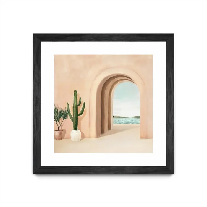 “Coastal Arch” Matted and Framed Black 36×36 Wall Art|Œuvre d’art murale encadrée noire et mate « Coastal Arch » 36 x 36