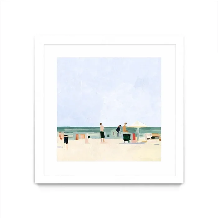 “Family Vacation I” Matted and Framed White 36×36 Wall Art|Œuvre d’art murale encadrée blanche et mate « Family Vacation I » 36 x 36