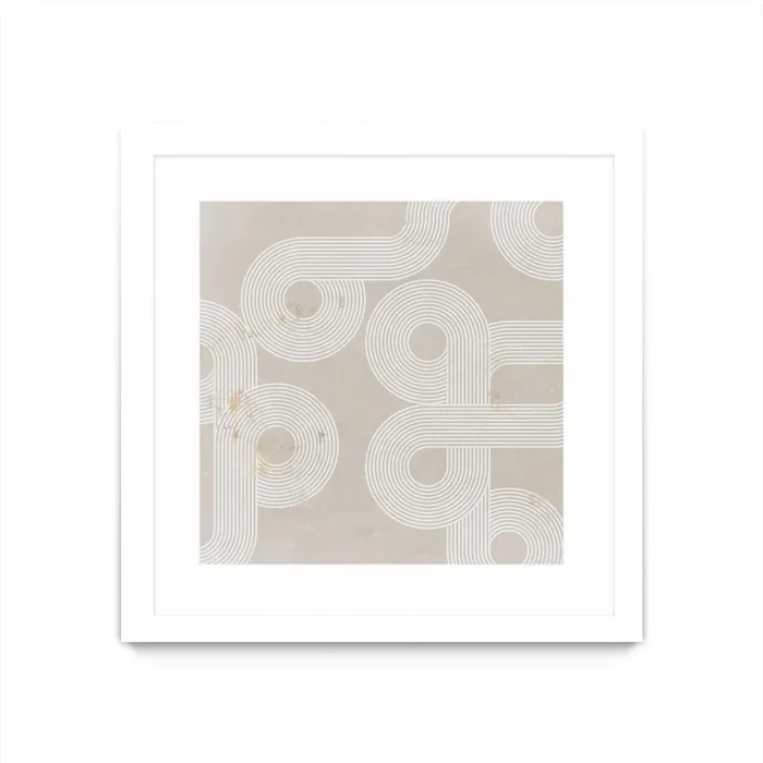 “Fluxus I” Matted and Framed White 36×36 Wall Art|Œuvre d’art murale encadrée blanche et mate « Fluxus I » 36 x 36