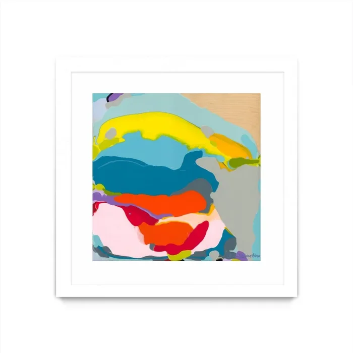 “Free Falling” Matted and Framed White 36×36 Wall Art|Œuvre d’art murale encadrée blanche et mate « Free Falling » 36 x 36
