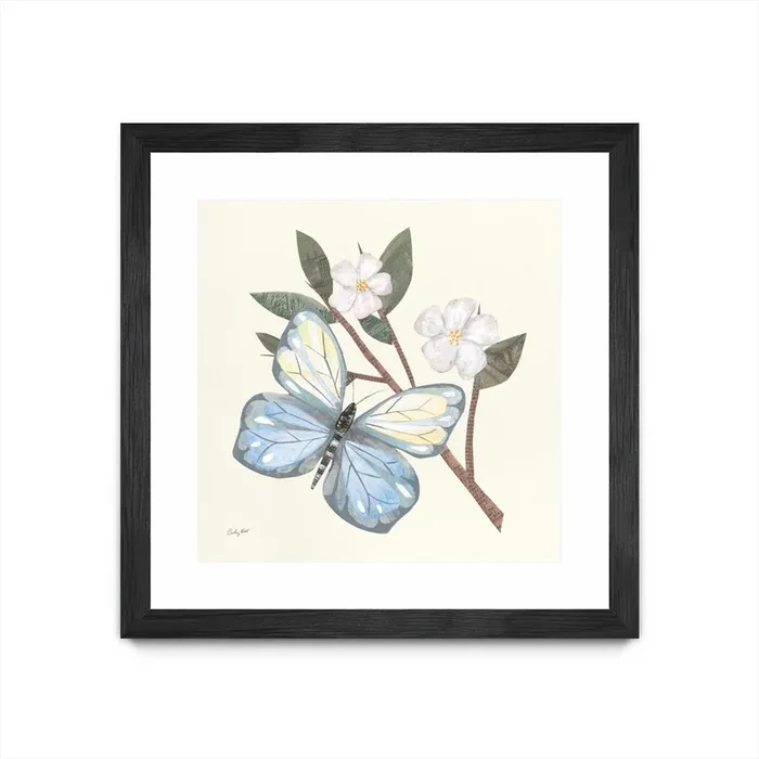 “In The Garden Butterfly” Matted and Framed Black 30×30 Wall Art|Œuvre d’art murale encadrée noire et mate « In The Garden Butterfly » 30 x 30