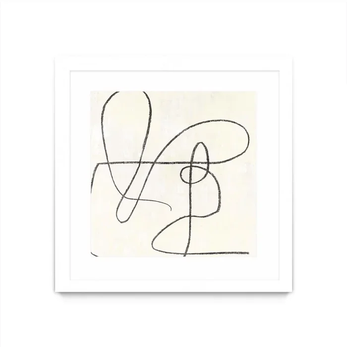 “Juxtaposing” Matted and Framed White 30×30 Wall Art|Œuvre d’art murale encadrée blanche et mate « Juxtaposing » 30 x 30