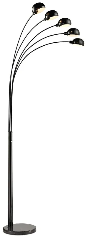 88″ Black with Marble Base Peacock Arc Floor Lamp|Lampe à pied arquée de style paon de 88 po noire avec base en marbre