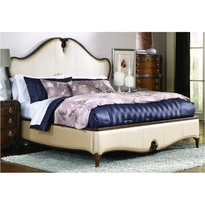 908-306 American Drew Furniture Jessica Mcclintock Couture – Mink Eastern King Leather Low Profile Bed – Mink