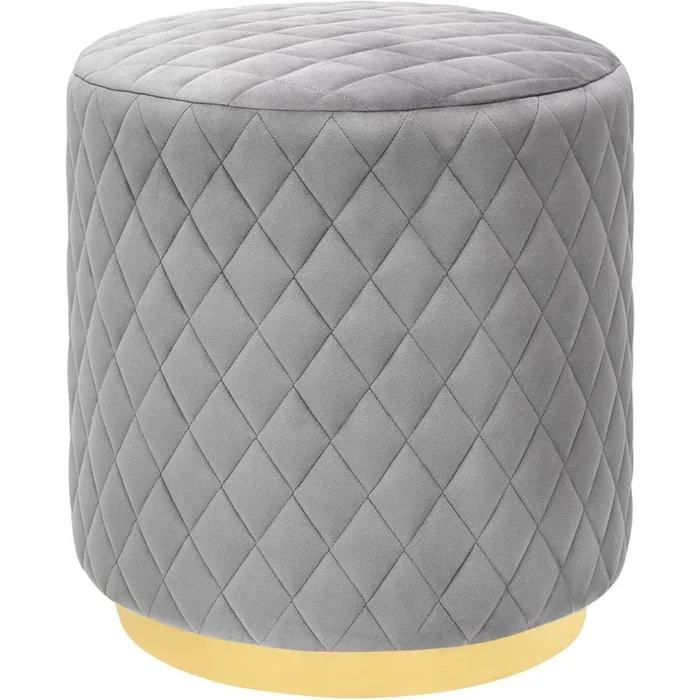 Abir Grey Velvet Ottoman